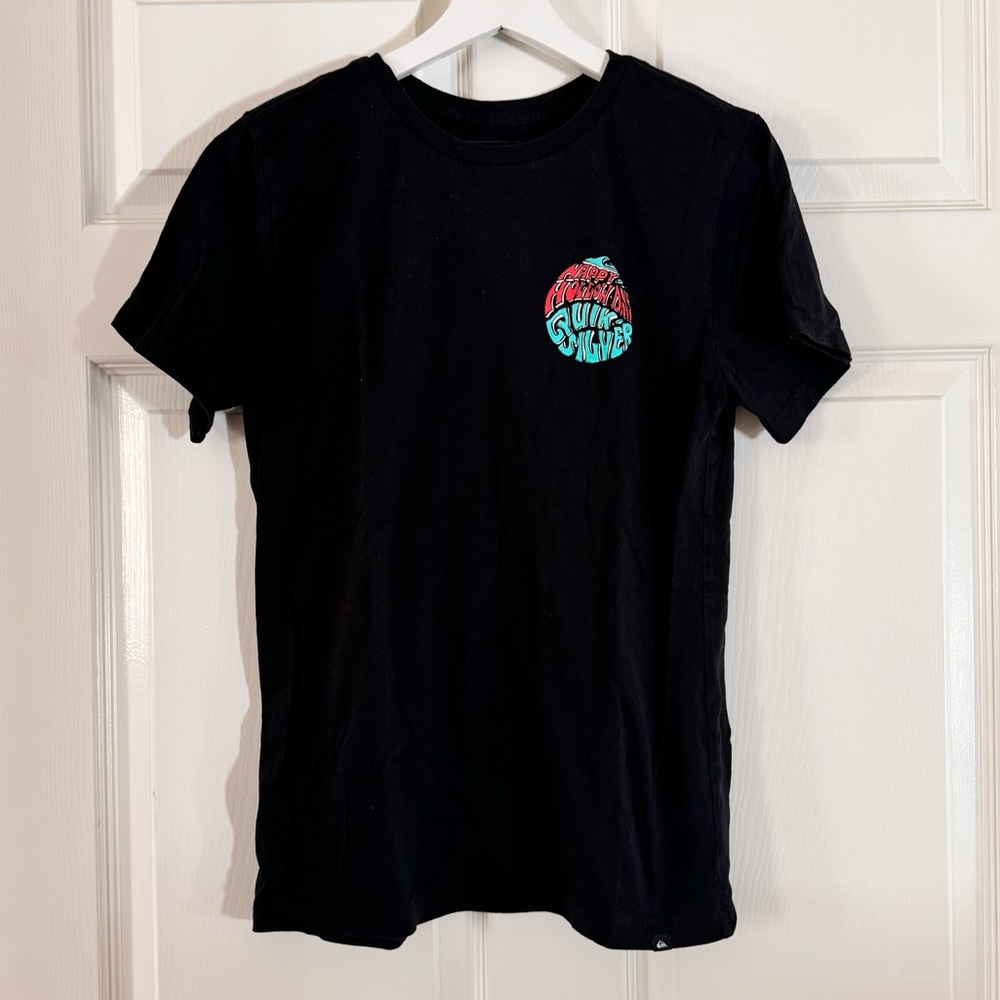 Youth Quicksilver Surfing Santa Christmas Holiday Graphic T-Shirt in Black - Picture 2 of 6